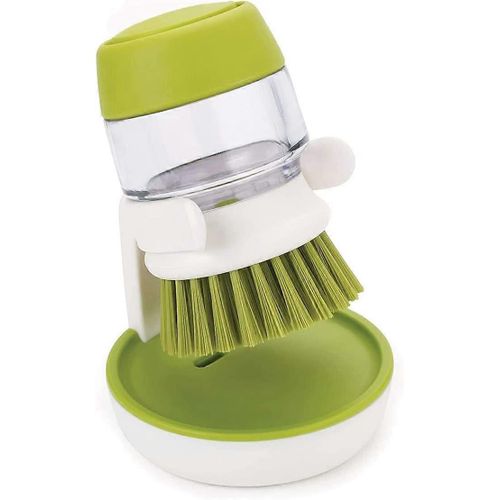 Distributeur de savon Palm Scrub Brush avec bac d'égouttage,Brosse de lavage pour la vaisselle Casseroles Poêles Évier