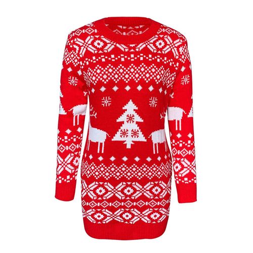 Les Femmes De La Mode De L'automne De L'hiver À Manches Longues Lâche De Noël Robes De Dames