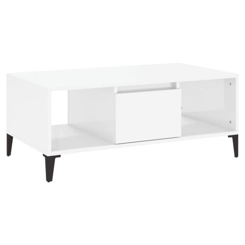 Vidaxl Table Basse Blanc Brillant 90x50x36,5 Cm Bois D'ingénierie