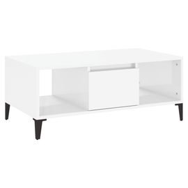 Vidaxl Table Basse Blanc Brillant 90x50x36,5 Cm Bois D'ingénierie