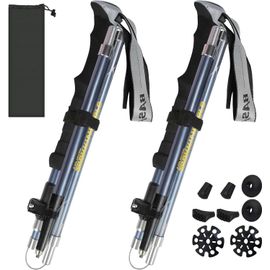 Bâtons De Randonnée Nordique Pour Homme Et Femme-Pliable-Télescope-110-135 Cm-Bâtons De Trekking Ultra Légers En Aluminium-Fermeture À Serrage Avec 4 Paires De Tampons En Caoutchouc