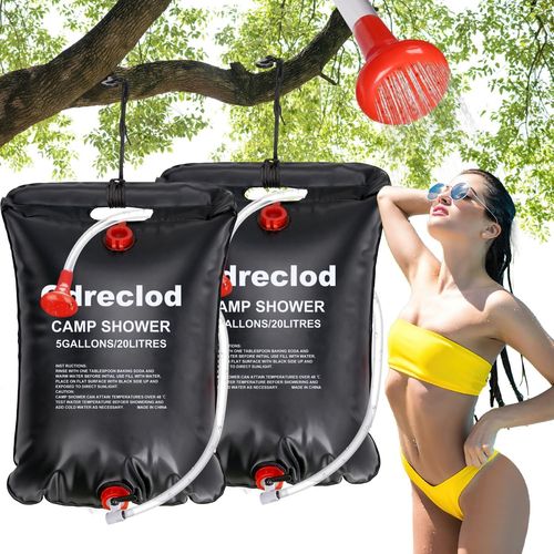 LETNERNY-Lot 2 Pcs Douche Solaire, 20L Sac De Douche Solaire Camping Pliable Sac De Douche Camping Portable Solaire Chauffe Sac De Douche De Sport Camping Randonée