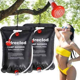 ASFASFq-Qdreclod Lot 2 PCS Douche Solaire, 20L Sac de Douche Solaire Camping Pliable Sac de Douche Camping Portable Solaire Chauffe Sac de Douche de Sport Camping Randonée