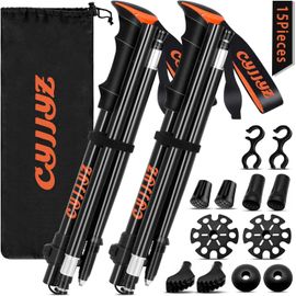 Letnerny-2pcs Baton De Marche Pliable, Bâtons De Randonnée, Réglables 108-135cm, Batons De Marche Nordique, Baton De Randonnée En Aluminium, Avec 5 Paires De Tampons En Caoutchouc, Pour Trekking
