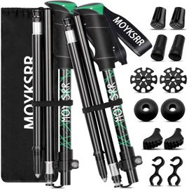 Letnerny-Bâtons De Randonnée, 2 Pcs Baton De Marche Pliable, Antidérapant Ultraléger Bâton De Marche Télescopique Retractable Avec 5 Paires De Tampons En Caoutchouc Pour Le Conditionnement Du Trekkin