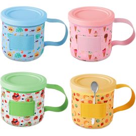 Letnerny-Lot De 4 Housse Néoprène Pour Glace, En Néoprène Imprimés Réutilisables Manchons Isolés Housse Avec Poignée Porte-Cuillère Pour Creami 16 Oz Pintes De Crème Glacée (4 Styles)