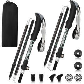 Bâtons De Randonnée Pliables En Carbone 7075 En Aluminium Ultra Léger Télescopique Réglable 105-125 Cm Bâtons De Marche Nordique Canne De Marche Pliable Pour Homme Et Femme Avec Accessoires Tout