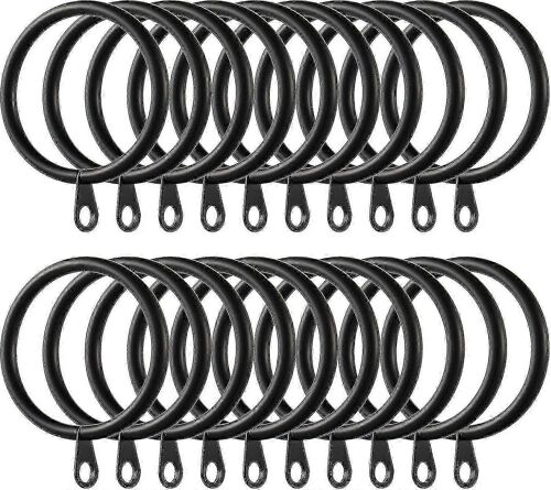 60pcs Anneaux De Rideau En Métal Noir 38mm De Diamètre Intérieur Pour Tiges De Suspension