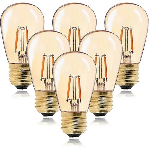 Ampoule Led Vintage Edison Filament E27 1w Equivalent 10w Ampoules À Incandescence,Blanc Super Chaud 2200k,Non Dimmable,Ambre,Paquet De 6