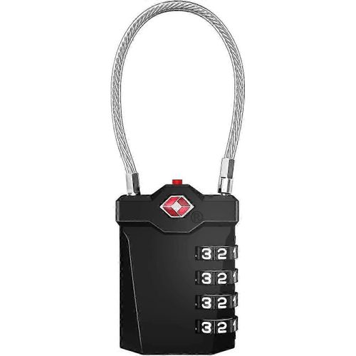 Cadenas à bagages,TSA à 4 chiffres avec alarme d'ouverture (1pcs,noir)