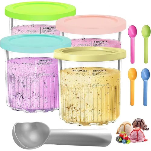 LETNERNY-Lot De 4 Récipients Creami Pour Creami Deluxe Nc501 Nc500, Sans Bpa, 24 Oz, Passent Au Lave-Vaisselle, Accessoires Pour Sorbetière Creami, Anti-Fuite, Couleurs Assorties