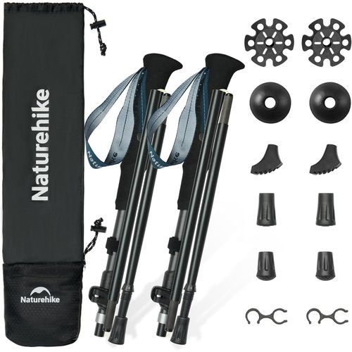 Letnerny-Bâtons De Randonnée Ultra Légers Pliables 115-135 Cm En Aluminium 7075 Pour Homme Et Femme (Noir)