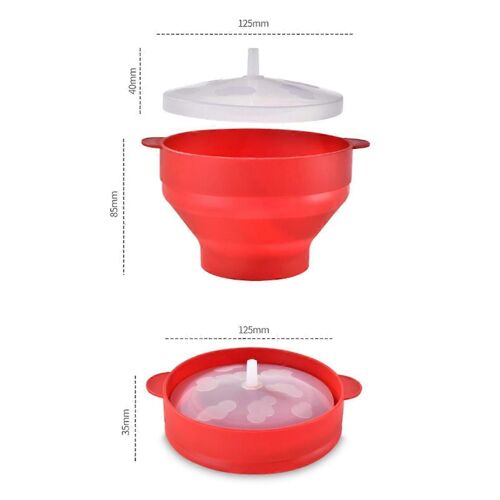 Bol À Pop-Corn En Silicone Pliable Avec Couvercle Idéal Pour La Maison