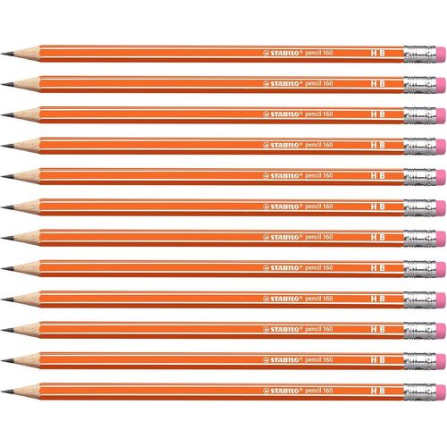 Checarzhn--No1-Pencil 160 - Lot De 12 Crayons Graphite Hb Avec Bout Gomme - Orange
