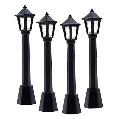 4pcs Street Post Lights Modèle Chemin De Fer Train Lampe Lampe Lampes Miniature Village Pathway Lantern Post-Générique