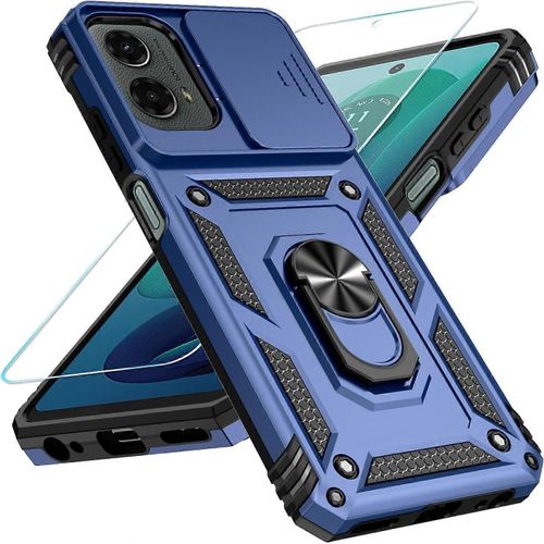 Pour Motorola Moto G 5g 2024 Case Avec Protecteur D'écran Hd Et Béquille À Anneau Tourné,[2 En 1] Heavy Duty Shockproof Full Body Phone Case Moto Edge[5g 2