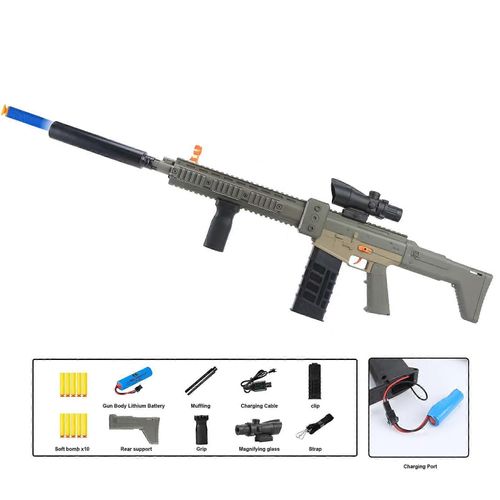 Pistolet Jouet Realiste Pour Pistolets Nerf, Flechettes, Fusil De Precision Automatique Avec Lunette