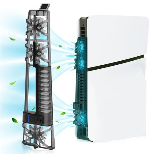Ventilateur De Refroidissement Ps5 Slim Avec Lumière Led,Ventilateur Silencieux Pour Ps5 Slim Avec 2 Niveaux De Vitesse,Port Usb3.0 Pour Ps5 Slim