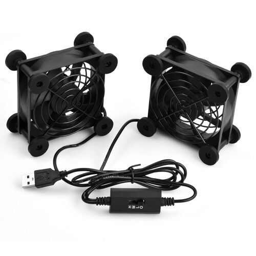 2 Pcs 5V USB PC Ventilateur de Refroidissement, 80mm Ventilateur de Boîtier d'ordinateur Ultra Silencieux, Double Roulement à Billes Fans Sans Balais 2600 RPM pour Routeur AV Cabinet TV Box