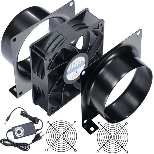 ChenQuanSarl-100Mm Ventilateur De Conduit Dc12V, 3000 Tr/Min Extracteur D'Air 100 Mm Avec Variateur 0-100%, Adaptateur De Conduit Pour Laser 3D, Cabine De Peinture, Tente De Culture Diy - Noir