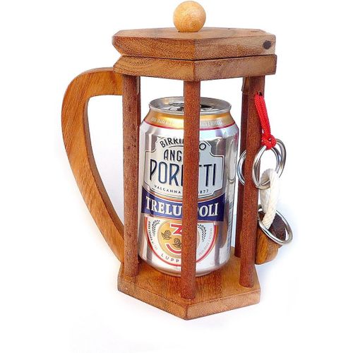 PLAY-Logica Jeux Art. Non Pour Alcooliques Bière-Casse-Tête En Bois Précieux-Casse-Tête Porte-Bouteille-Difficulté 4/6 Extreme-Collection Leonardo Da Vinci