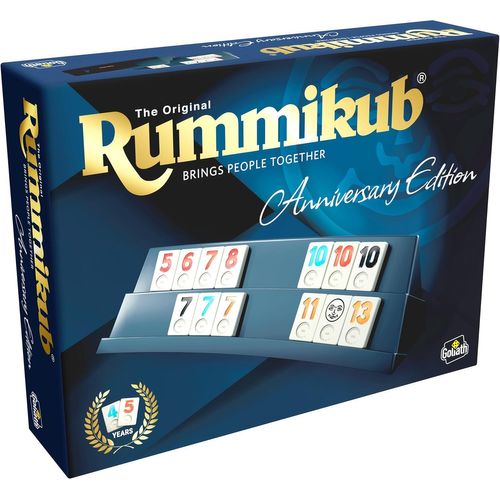 Asfasfq-Rummikub - Edición Aniversario (45 Años) - Juego De Mesa Para Niños Y Adultos A Partir De 7 Años - Edición Familiar De Lujo Para 2 A 4 Jugadores - Conjunto Completo Con 106 Fichas - 20 A 40 M
