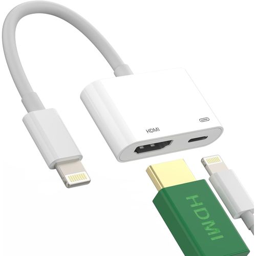 CFRY-Adaptateur Lightning vers HDMI 2 en 1 pour IPhone 14 13 12 11 Pro Max Prise HDMI Femelle Et Câble de Charge pour Apple pour IPad TV écran Accessoire Vidéo 4K Appareil Photo Connecteur Numérique