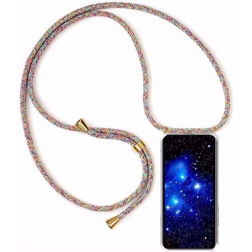 Coque Compatible Avec Huawei Y6 2018/Honor 7a,Coque Avec Cordon,¿¿Tui De Protection En Silicone Avec Collier Case Portable Cover,Arc-En-Ciel Jaune