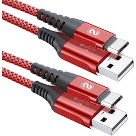 [Lot De 2 Câbles Micro Usb 3.0A En Nylon Tressé Pour Android Huawei P10 P9 Lite/P8/P7/Y6/Mate 10 9 8 7, Samsung Galaxy S6 S7 S4 Note5 J7 J5 Etc (Rouge)[CAB9166938]