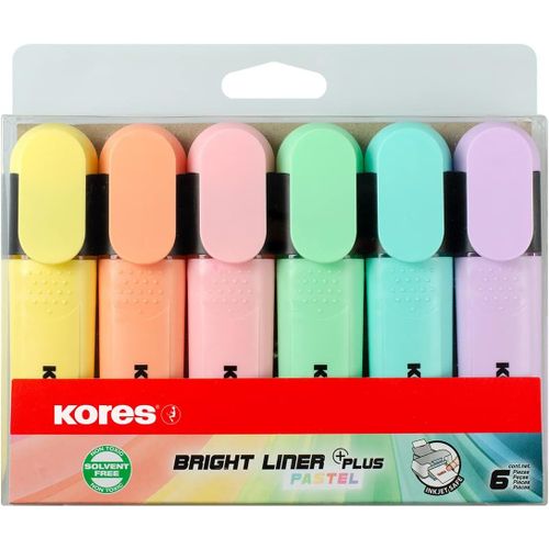 Bright Liner Plus : Surligneurs Pastel, Pointe Biseautée Et Encre À Base D'eau, Forme Ergonomique, Fournitures Scolaires Et De Bureau, Paquet De 6 Couleurs Assorties