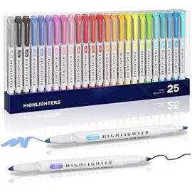 Lot De 25 Surligneurs À Pointe Biseautée Pour Adultes Et Étudiants - Assortiment De Couleurs[Z919]