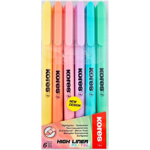 High Liner : Surligneurs Pastel Fins, Pointe Biseautée Et Encre À Base D'eau, Fournitures Scolaires Et De Bureau, Paquet De 6 Couleurs Assorties