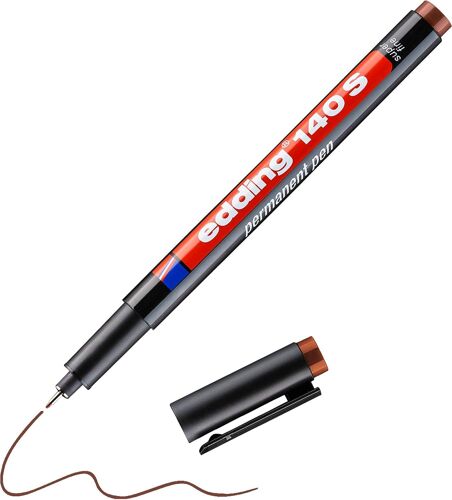 Edding 140 S Feutre Permanent - Marron - 1 Stylo - Pointe Ronde,3mm - Stylo Pour Écrire Sur Du Verre, Du Plastique, Des Films Et Surfaces Lisses - À Séchage Rapide, Résistant Aux Taches Et Étanche