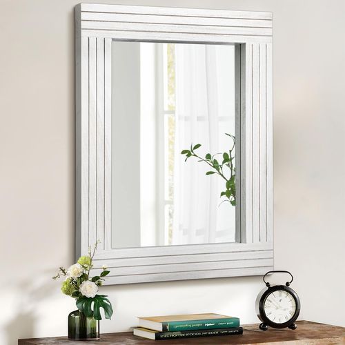 Cap-Miroir En Bois Rectangulaire Encadré Miroirs Rustiques Vintage Décor Farmhouse Salle De Bain Rustique Miroir Pour Dressing Entrée Grand 30 X 40cm