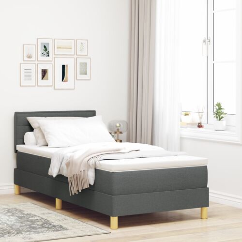 vidaXL Lit de Coffre avec Matelas Gris Foncé 80x200 cm Tissu