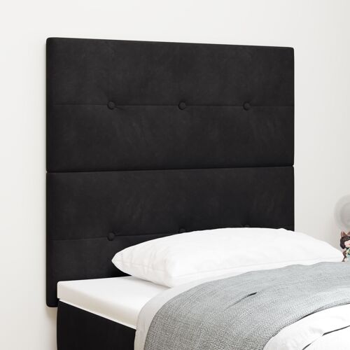 Tête de lit capitonnée noire en velours 100 cm 3337817