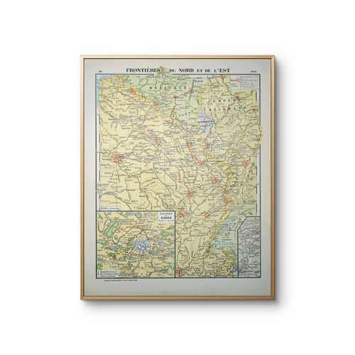 Imprimée en 1900, les frontières du nord et de l'est. Original Vintage Authentique.