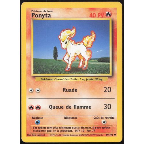 Carte Pokémon Ponyta 60/102 Set De Base Français