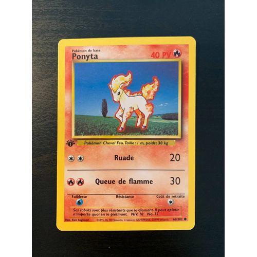 Carte Pokémon : Ponyta 60/102 Edition 1 Set De Base Wizards Française