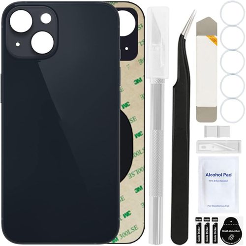 Kal-Remplacement De La Couverture Arrière (Sans Logo) Pour Iphone 13, Trousse D'outils De Réparation Professionnelle, Éhérence Et Élastiques Préinstallés (6,1 Pouces/Minuit)