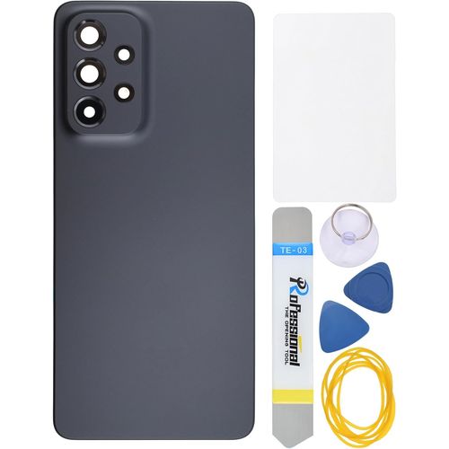 Kal-Pièce De Réparation Arrière En Plastique Noir Pour Samsung Galaxy A33 5g Sm-A336b Avec Cadre Photo Arrière, Lentille En Verre Pré-Découpée, Adhésif Et Kits D'outils