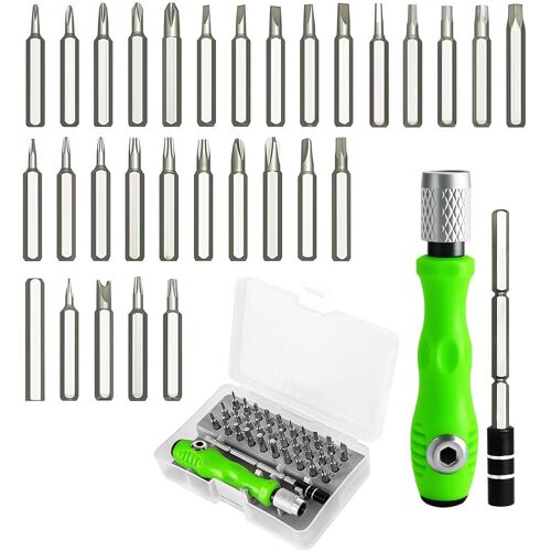 Kal-Kit Tournevis, 32 En 1 Boite Embout Visseuse, Acier Au Chrome-Vanadium Coffret Douille Cliquet, Kit De Tournevis Réglable, Pour La Réparation Des Smartphones