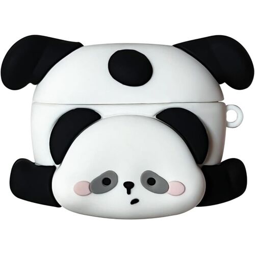 coque compatible avec AirPods 4 avec suppression active du bruit avec porte-clés, coque de protection en silicone souple de dessin animé panda, compatible avec AirPods 4