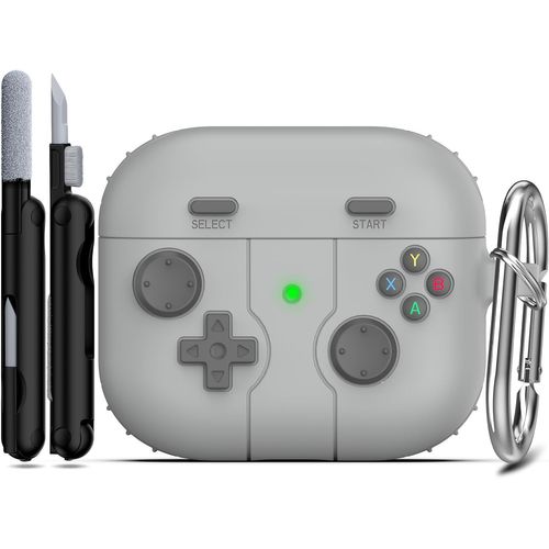 KALANKA-Étui pour AirPods 3ème génération, Design de Joueur de Jeu pour Enfants, Adolescents, Femmes et Hommes, Coque en Silicone Souple pour étui de Chargement AirPods Gen 3,Gris Clair