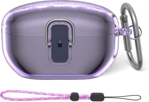 acdsgd-tui de protection pour WF-1000XM5 - En TPU souple et transparent - Avec verrou de sécurité - Spécialement conçu pour les écouteurs WF-1000XM5 - Avec mousqueton et cordon - Violet