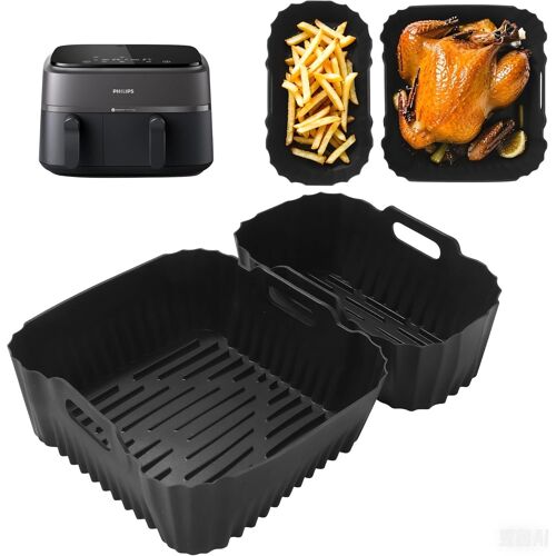 Moule Air Fryer pour Philips Dual Basket Airfryer 9 Litres, Accessoires Air Fryer pour Philips Airfryer Série 3000 NA350/00,Moule Air Fryer pour Philips Airfryer 6/3L facile à nettoyer et réutilisable