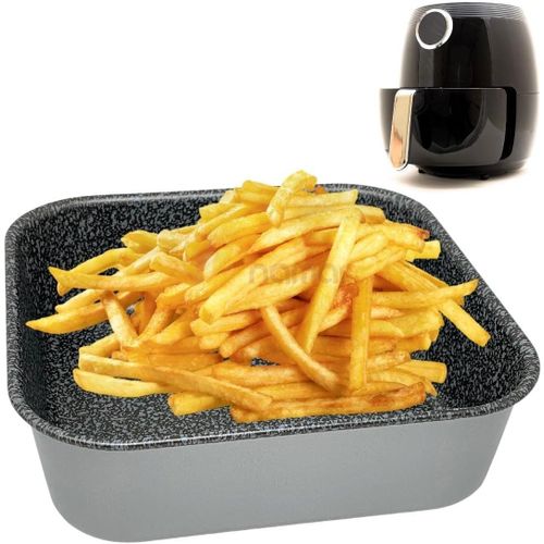 Plaque de cuisson 20x20 cm,Plate pour Air fryer,Moule de cuisson en imitation pierre,Compatible lave-vaisselle,Qualité supérieure,Plaque air fryer avec revêtement antiadhésif