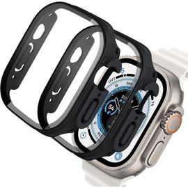 2 Pièces Coque Exclusivement Pour Apple Watch 49mm Compatible Apple Watch Ultra/Ultra 2 49mm [Toucher Sensible] [Hd Transparent] Intégré 9h Protecteur D'écran En Verre Trempé,Noir D'origine