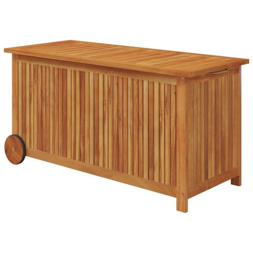 Boîte De Rangement De Jardin Avec Doublure Imperméable & Poignées Acacia Solide Mobile