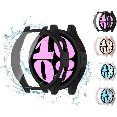 4+4pièces Coque+Verre Pour Samsung Galaxy Watch 6 40mm 44mm 43mm 47mm, Anti-Buée Films De Protection En Verre Trempé Et Coque Pare-Chocs En Polycarbonate Rigide Pour Galaxy Watch 6 Cover